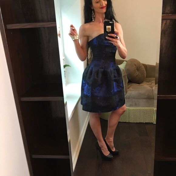 H&M blue black strapless bubble dress - Picture 5 of 8